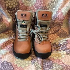 Women’s Waterproof Combat Boots - Pink/Tan